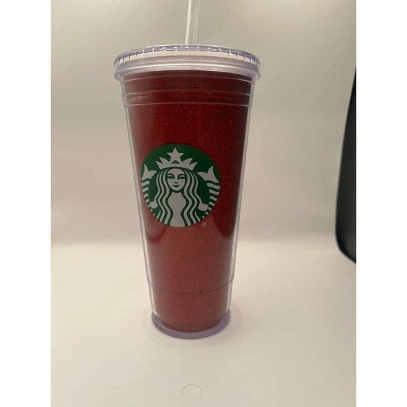 Starbucks Other - Starbucks Valentine’s Day 20oz Plastic Tumbler Red Color Sparkle Glitter